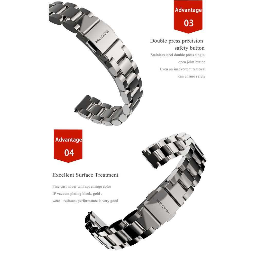 Mijobs 3 Point Strap Watchband Stainless Steel for Xiaomi Mi Band 3 ( Mughnii )