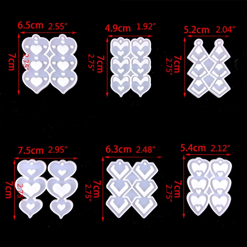 Siy Cetakan Resin Epoksi Bentuk Hati Bahan Silikon Untuk Perhiasan Anting Wanita