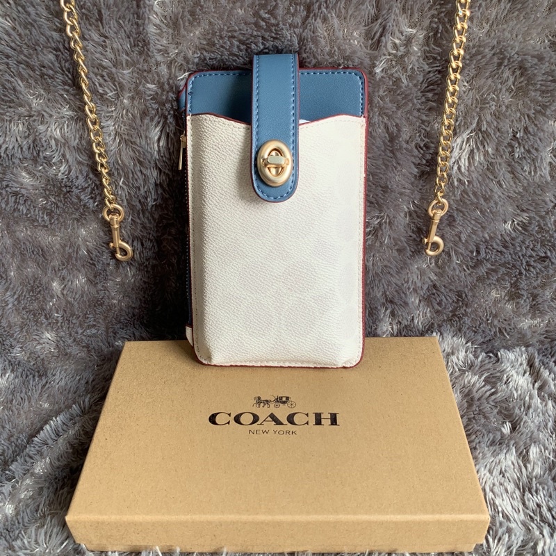 COACH PHONE BAG CANVAS IN SIGNATURE -GREY