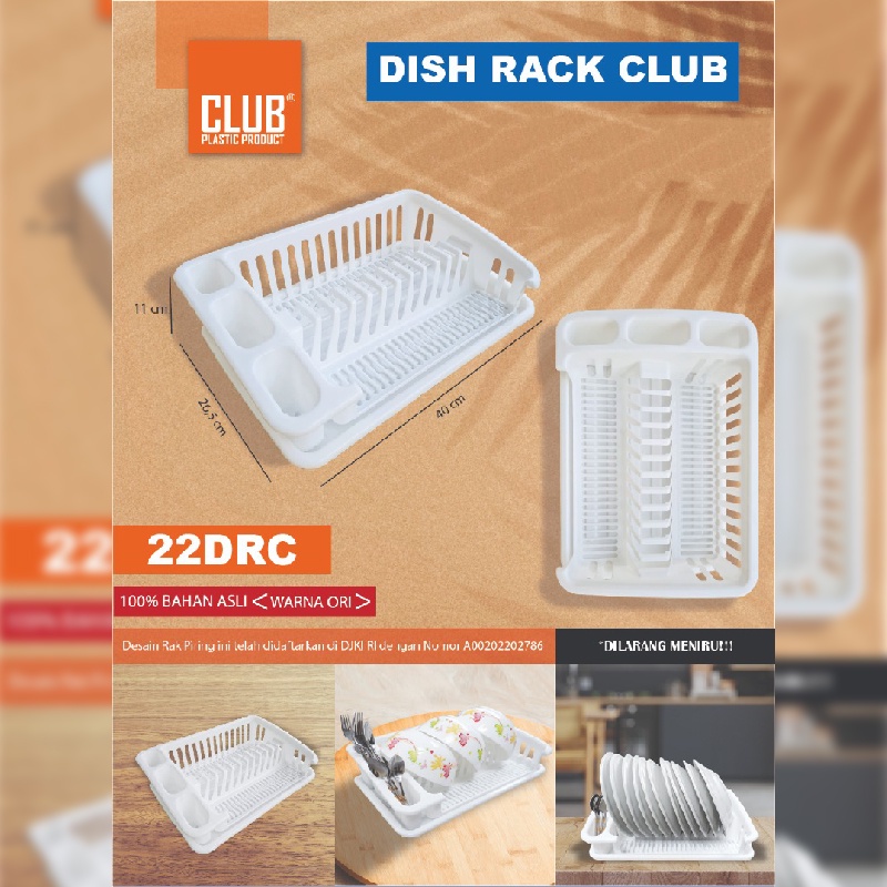 Rak Piring Plastik CLUB DISH DRAINER 22DRC Dish Drainer Tempat Penyimpanan Piring Gelas Mangkok Tempat Meniriskan Piring Minimalis