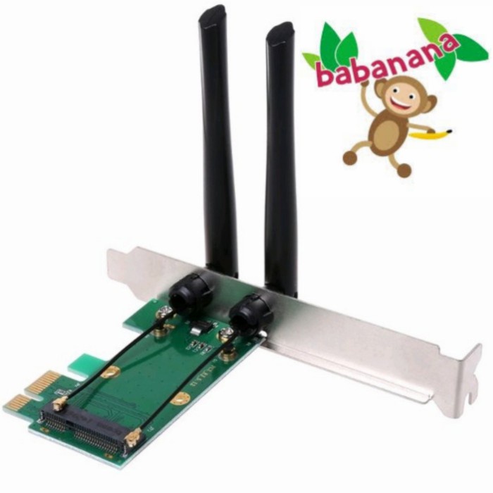 Wifi adapter card pcie x1 to mini pcie with antenna wireless network