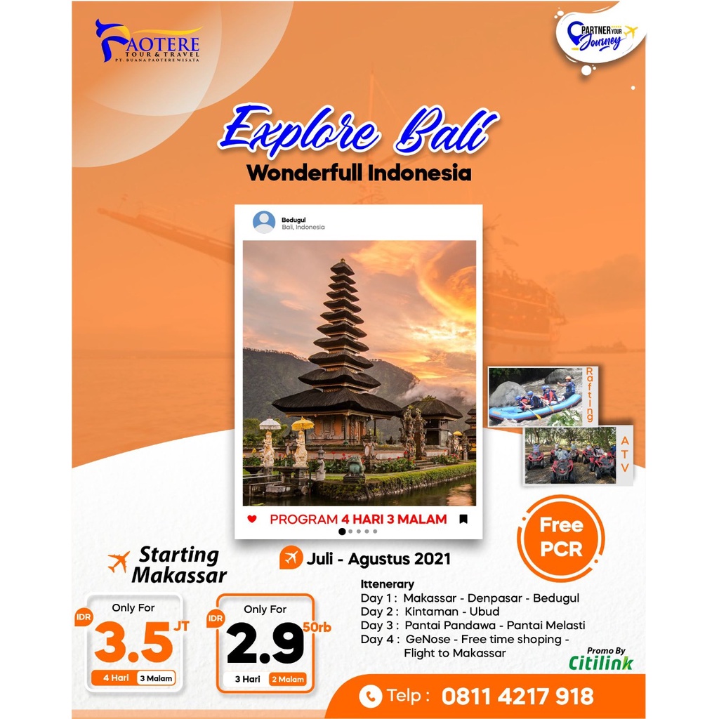 OPEN TRIP BALI 4H3M