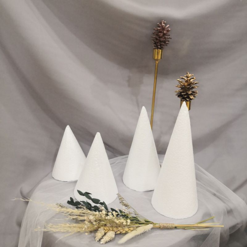 Kerucut Diameter 10 cm Tinggi 12-25 cm dummy/ cone/ styrofoam/ gabus/ sterofoam