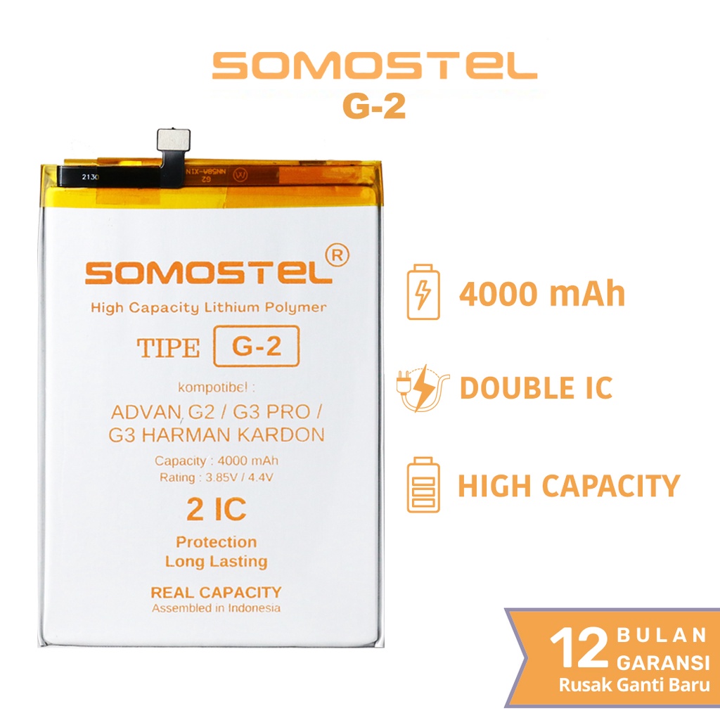 Somostel - Advan G2 / G3 Pro (2020) / G3 Harman Cardon (6001) Batre Batrai Baterai