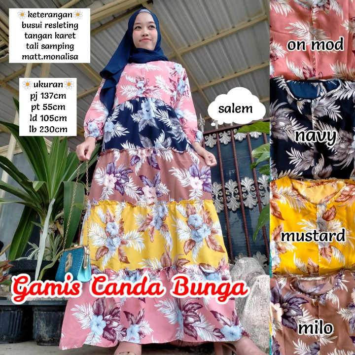 GAMIS REMPEL CANDA MOTIF BUNGA/GAMIS SUSUN MONALISA BUSUI/GAMIS MONALISA MOTIF