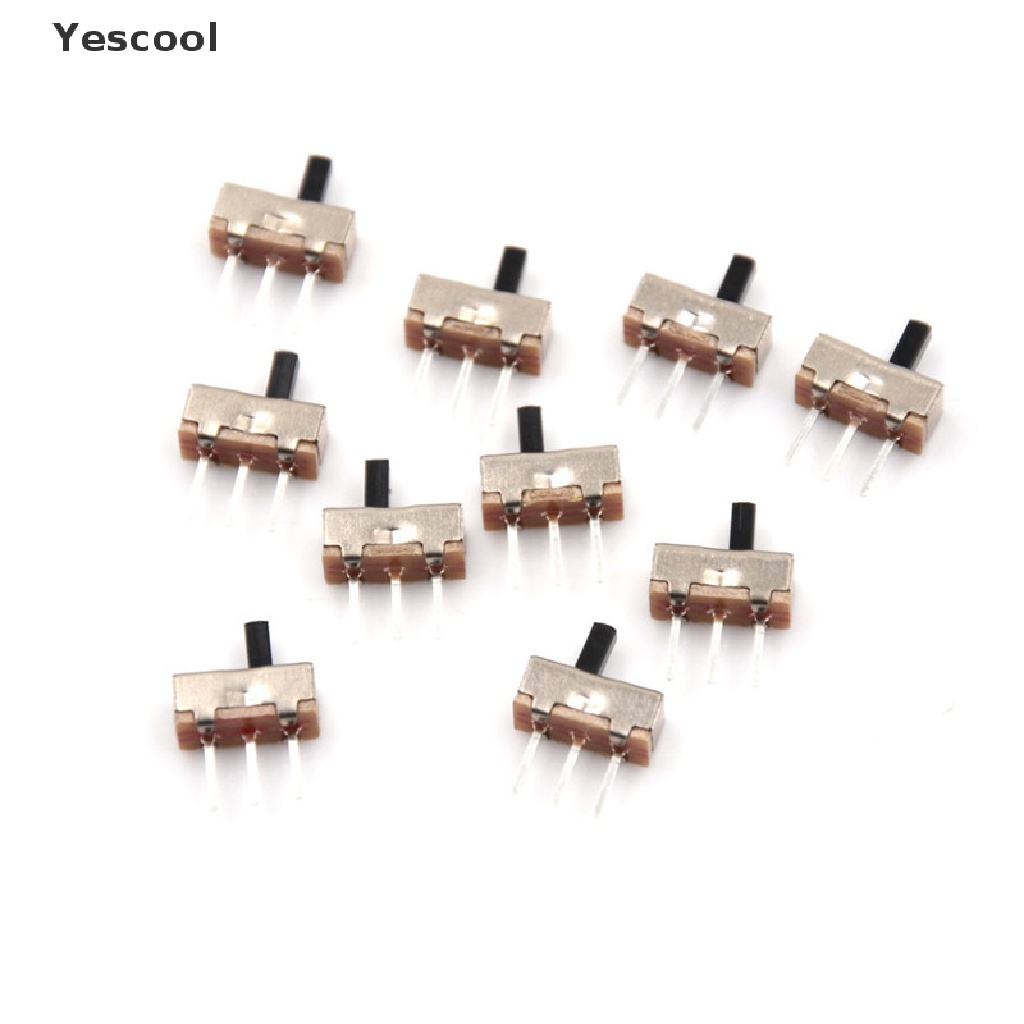 Yescool 10Pcs Saklar Slide Panel PCB Vertikal 2 Posisi SPDT 1P2T 3 Pin 4mm