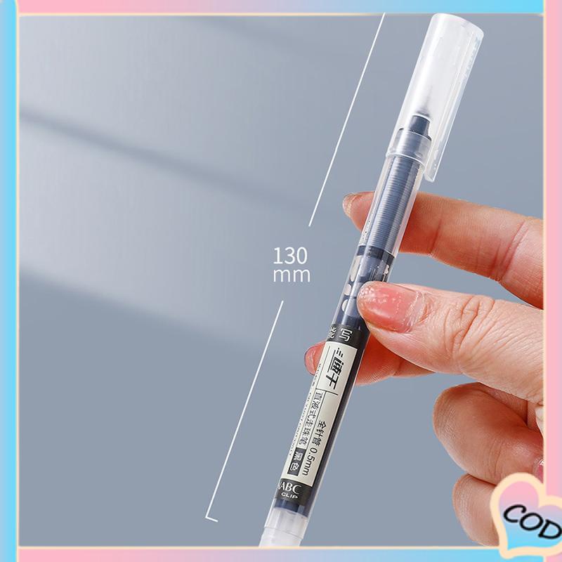 COD❤️ 0.5mm Tip Lurus Cair Roller Ball Pen Kantor Tabung Jarum Penuh Siswa Ujian Gel Pena-A.one