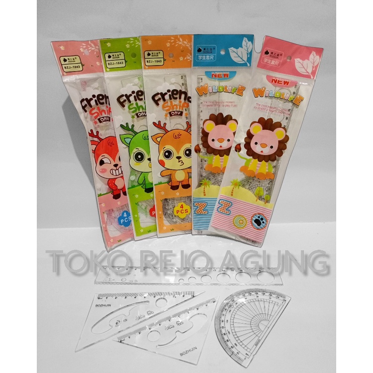 

SATU SET ( 4 PENGGARIS ) Penggaris Set Tipis Lucu 20Cm