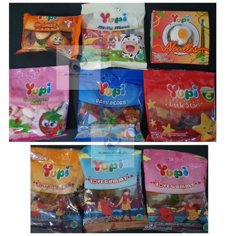 

Permen yupi kiss stroberry 45gr/ 120gr/ yupi love gummy 80gr / yupi noodles