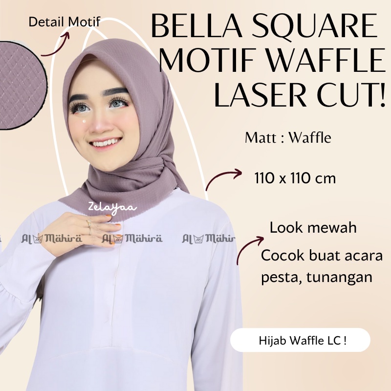 SEGI EMPAT WAFFLE PREMIUM | VOAL WAFLE LASER CUT | KERUDUNG MOTIF TERBARU MEWAH TAPI MURAH