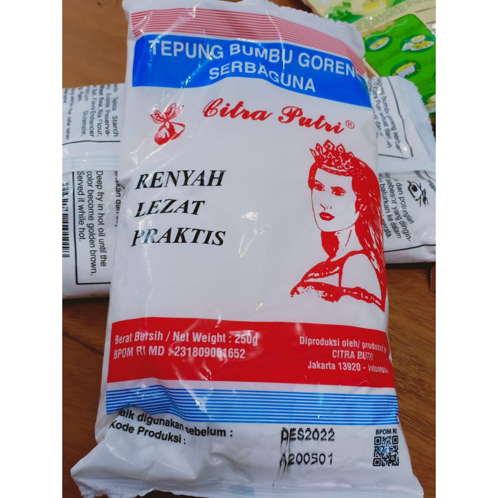 

Tepung Citra Putri 250gr HALAL / Tepung Bumbu Goreng Ayam Serbaguna / tepung bumbu ayam goreng