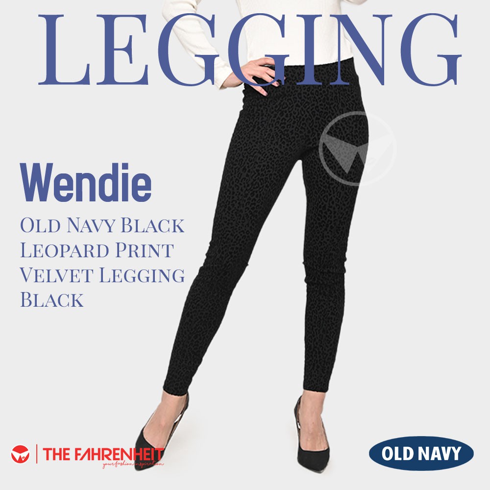 The-Fahrenheit Wendie Old Navy Black Leopard Print Velvet Legging- Black