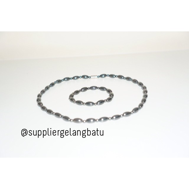 PROMO Kalung Gelang Kesehatan Korea Batu Oval Peredaran darah terapi blustin magnet alam fashion