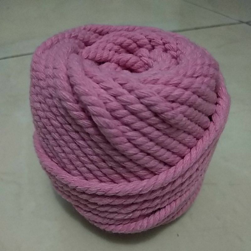 benang per meter tali macrame katun cotton cord pink 4 mm