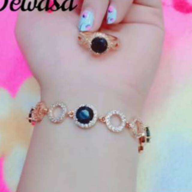 Xuping gelang dan cincin lapis emas 2522f