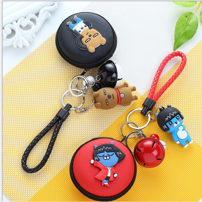 KOTAK EARPHONE KAKAO FRIENDS / Tempat earphone headset dengan Gantungan Kunci Lucu KAKAO FRIENDS