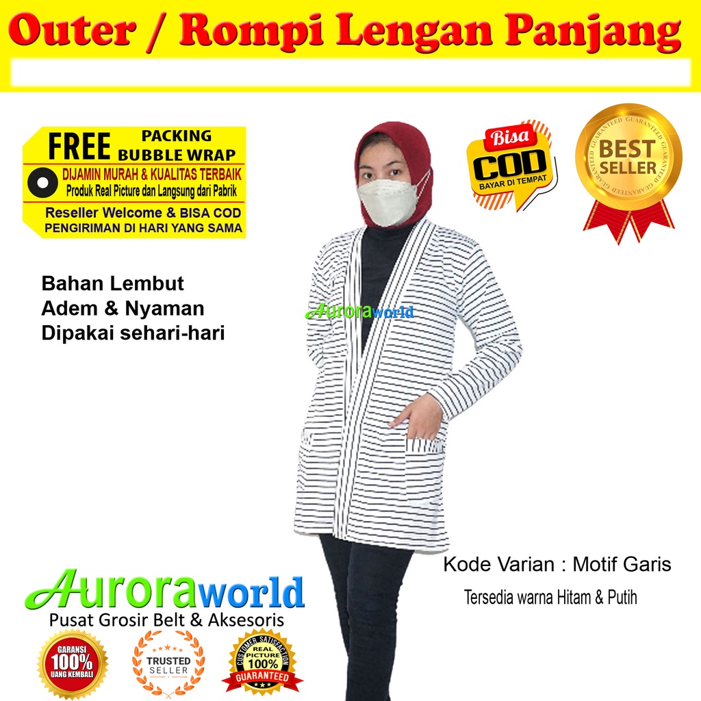 Auroraworld Outer / Rompi lengan panjang bahan lembut adem dan nyaman dipakai sehari hari bisa cod