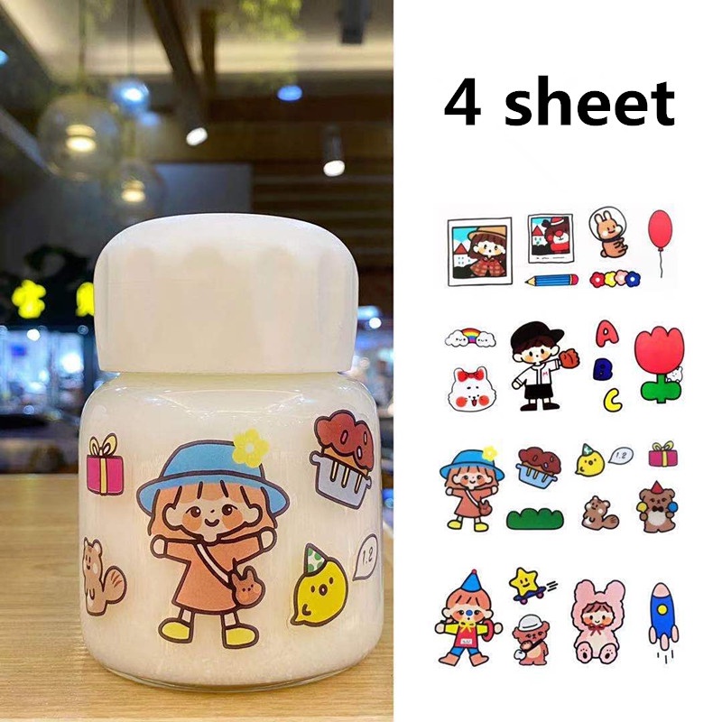 Botol Minum Transparan portable 220ML anti Bocor Dengan strap + Stiker Untuk Pelajar