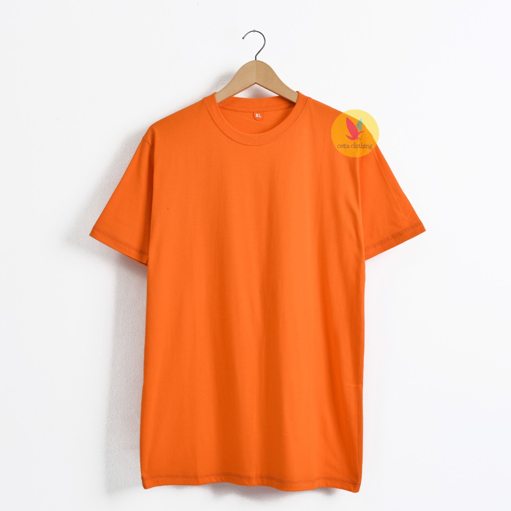  BAJU  KAOS  POLOS ORANGE LENGAN PENDEK COTTON COMBED 30S 