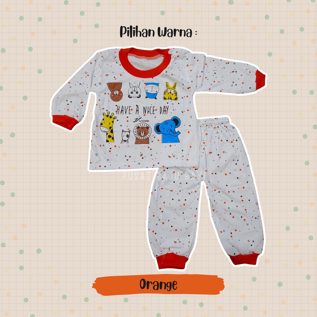 Setelan Baju Bayi Panjang 3 - 12 Bulan merk VIORI motif Have A Nice Day