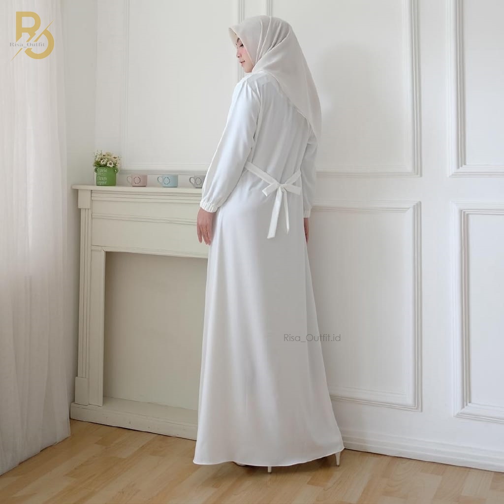 Larisa Dress Gamis Putih Polos Dewasa Dress Remaja terbaru 2022 Gamis Maxy Putih Gamis Busui Jumbo Gamis Putih Terbaru 2022 Gamis Syari Modern Elegan Baju Muslim Termurah gamis putih COD