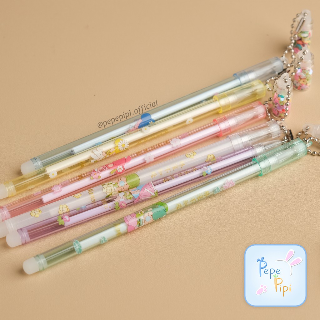 4 &amp; 12 pcs Pena Gantungan Botol Bunga Payet Bolpen Pen Pulpen Gelpen Karakter Selusin