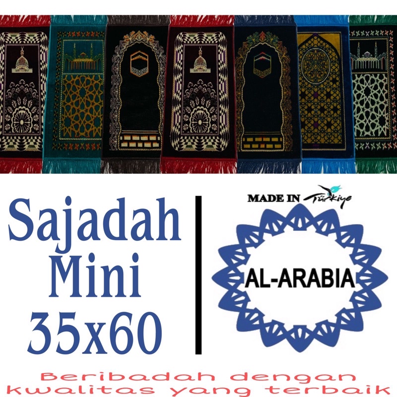 Sajadah Al Arabia 35x60 cm / Sajadah Bulu Turkey Kecil / Sajadah Muka AL Arabia Kecil 60 x 35 cm