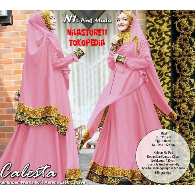 On Sale Gamis Pesta Syari Pesta Calesta Pink, Hitam, Navy Jumbo Terlaris Diskon