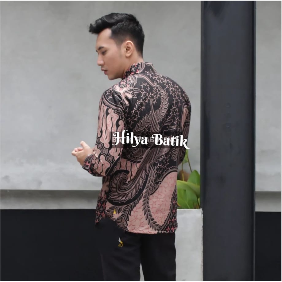 BANGAU MARON Kemeja Batik Pria Slimfit Premium Lengan Panjang Bahan Katun Halus Lapis Furing