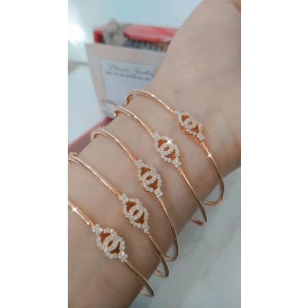 GELANG BANGLE PERAK ASLI 925 LAPIS EMAS