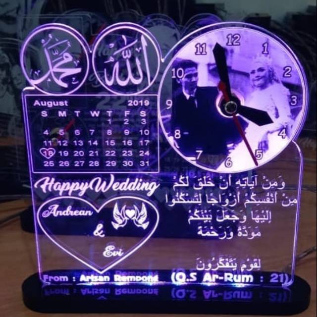 PROMO... Jam Akrilik Custom Kado Wedding Anniversary Pernikahan Ulangtahun Pacar dan Sahabat