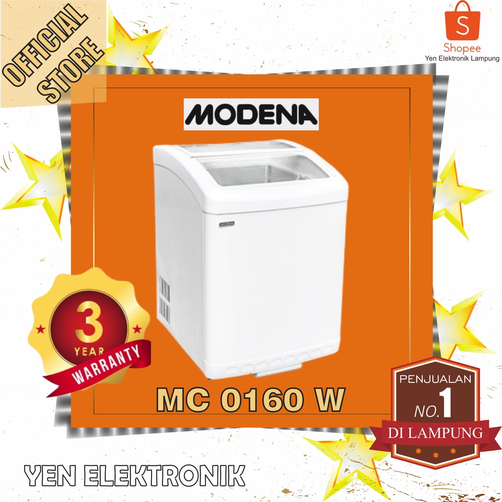 Chest Freezer Box MODENA Mc 0160 W Freezer Sliding Glass Conserva Kapasitas 156 Liter Garansi Resmi 