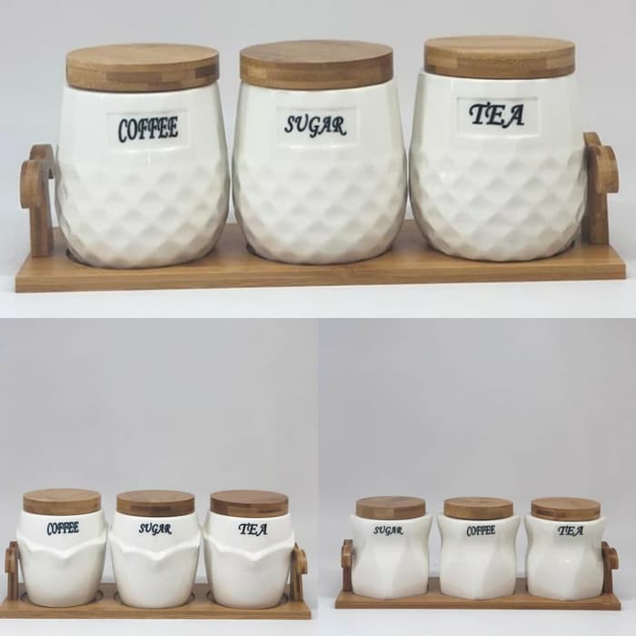 Toples bumbu keramik Free Packing Kayu. Toples Kopi Teh Gula. Dekorasi