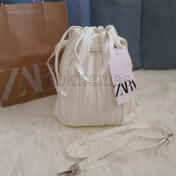 Zara Pleated Bucket Bag/Tas Zara Bucket - Putih