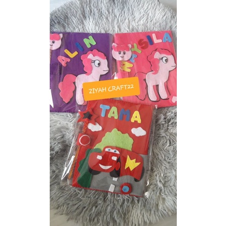 Sampul Iqro kain flanel Karakter pakai nama