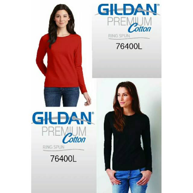Murah kaos polos wanita lengan panjang GILDAN premium long sleeve T-shirt