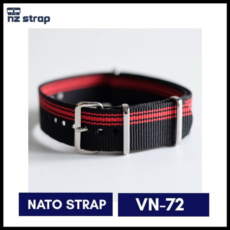 [VN-72] Tali Jam Tangan Nylon Nato Strap Premium - Black Red