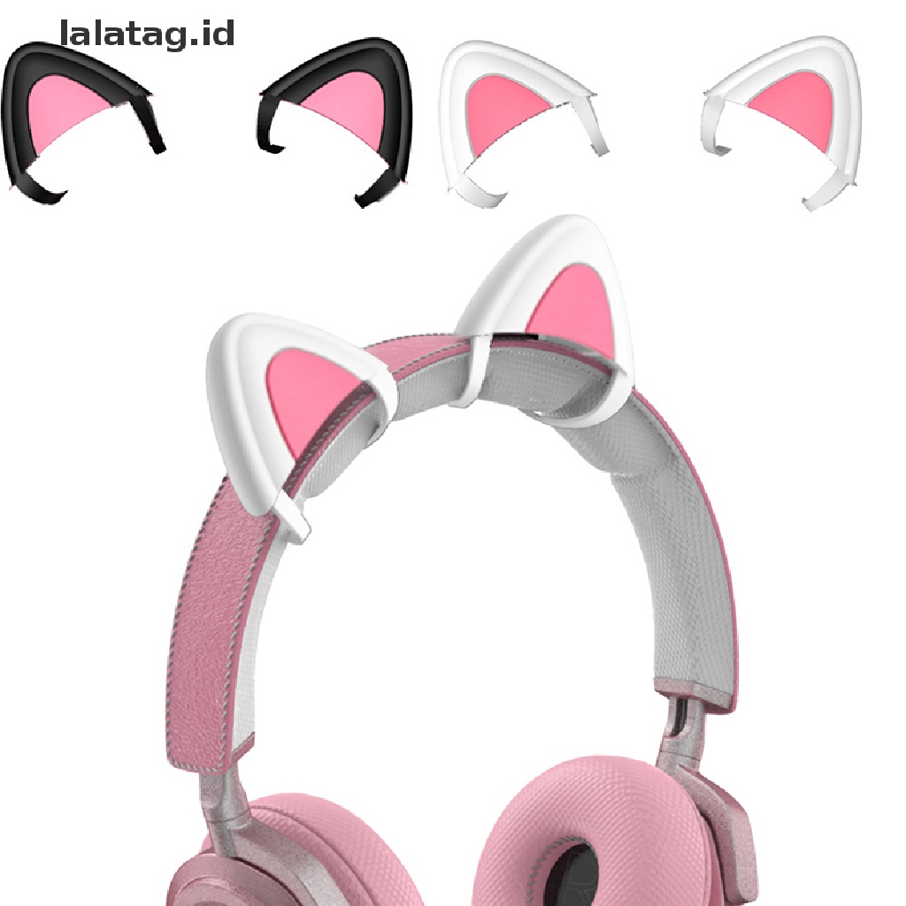 1 Pasang Headphone Gaming Stereo Desain Telinga Kucing Dapat Dilepas Untuk Dekorasi