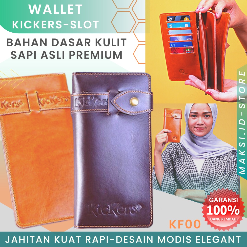 Dompet Kulit Wanita Dompet Panjang Kartu Pria Wanita Kickers KF00 Lipat Kulit Sapi Asli Original Dompet Panjang Pria Genuine Leather