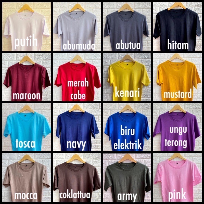 KAOS PENTOL BASIC POLOS PASTEL MOTIF SIZE GROSIR MURAH PRESS GAMBAR REQUEST ABG ANAK MUDA SALE