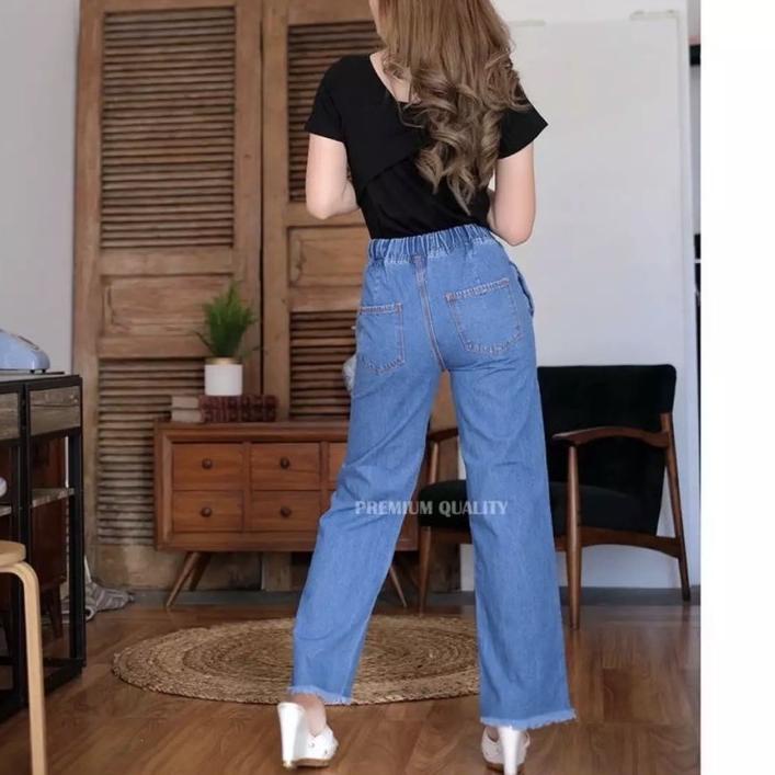 ∫ KULOT JEANS PINGGANG KARET RAWIS  