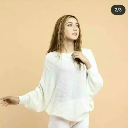 Lasperal Knit Sweater Kalong Rajut Batwing Oversize Atasan Rajut Wanita Murah Blouse Korean Style Jumbo Terbaru Bahan Tebal LD 120 sampai BB 80kg