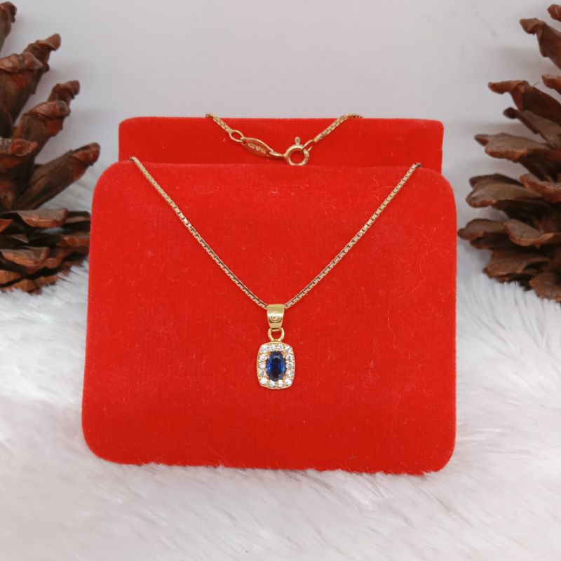 kalung italy santa liontin mata biru, emas kadar 420(9k)