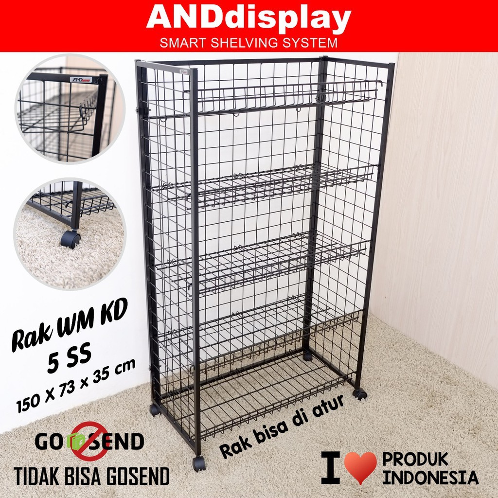 RAK WM KD 5SSN T.150CM HITAM KERANJANG ROTI TEMPAT SNACK SERBAGUNA ANDDISPLAY