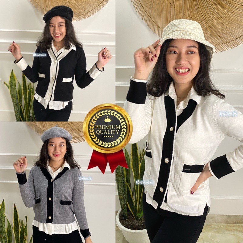 Kardigan rajut wanita import korea claudia knitted cardigan jaket hangat cewek jacket tebal