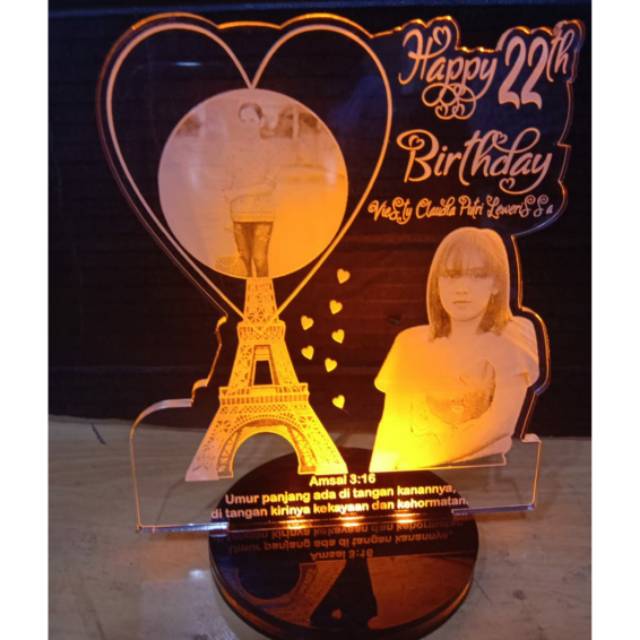 Lampu Foto Akrilik Custom Tanpa Jam Hadiah Anniversary /Ultah /Wedding | Kado Lainnya
