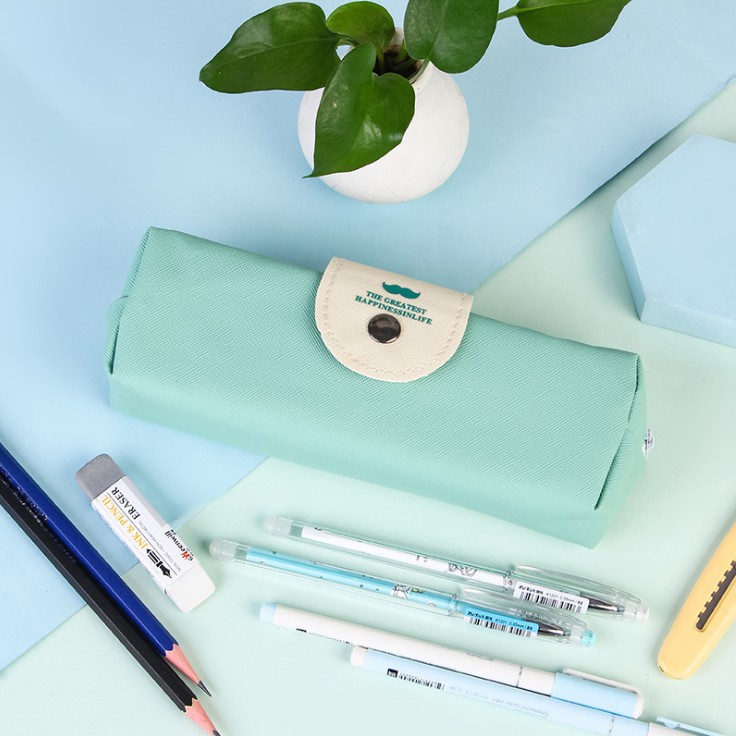 KOTAK PENSIL SIMPLE HAPPINESS LIFE / KOTAK PULPEN / TEMPAT ALAT TULIS-BIRU