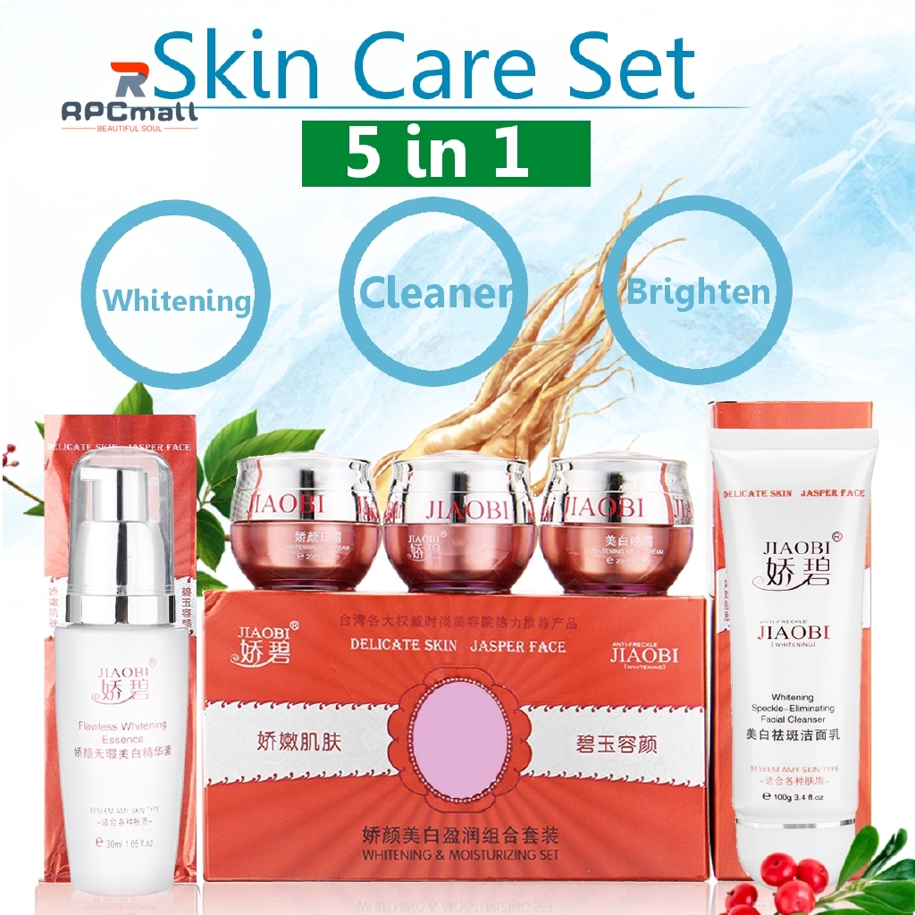 M0wU RPCmall 5in1 JiaoBi Cream Jiao Yan Whitening Ying Moisturizing Freckle Cleanser  SetDiimpor den