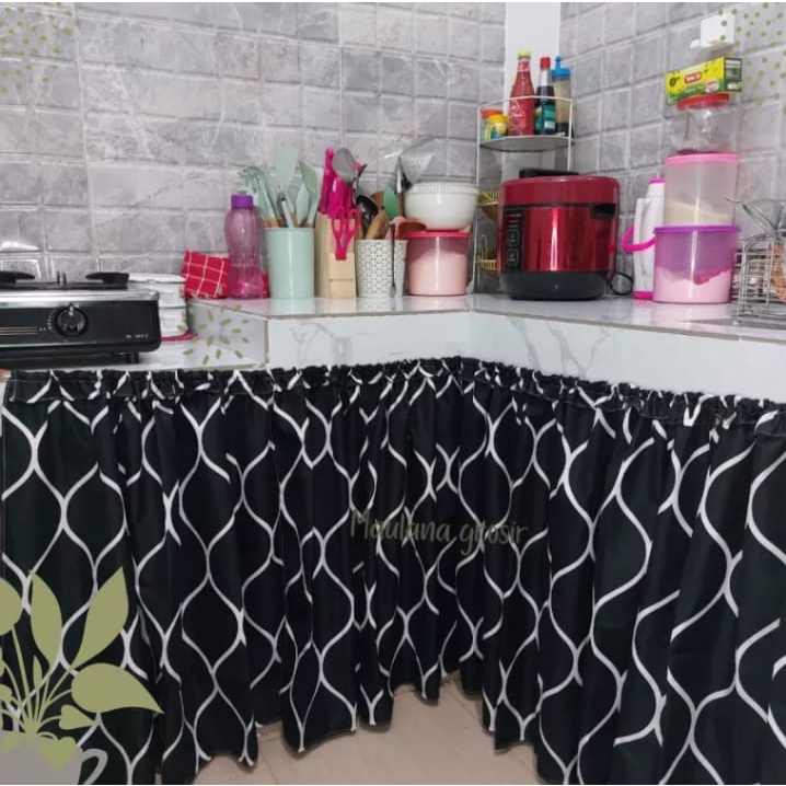 Gorden Kolong Dapur Minimalis Ukuran +-100x75 cm Bonus Tali