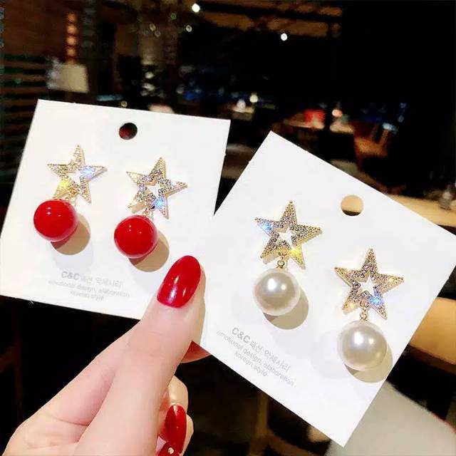 Anting tusuk star pearl